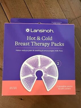 Lansinoh Hot & Cold Breast Therapy Packs - Purple and Coral Accent